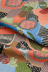 Abstract Dots Flowers Colorful Digital Printed Fabric